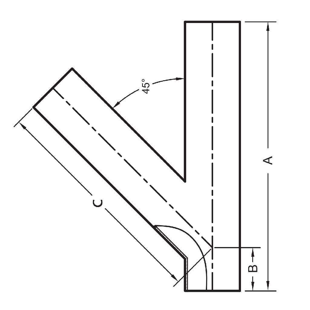 28WA - Butt-Weld Lateral Wye - Polished