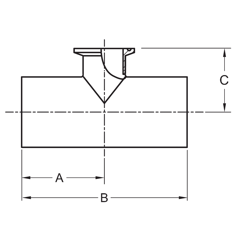 7RWWMS - Weld X Weld X Tri-Clamp Short Outlet Reducing Tee - Polished